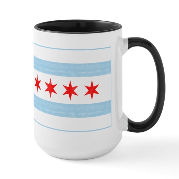 CafePress - Chicago Flag - 15 oz Ceramic Large White Novelty Mug