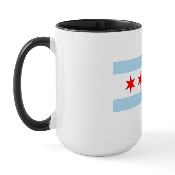 CafePress - Chicago Flag Large Mug - 15 oz Ceramic Large White Novelty Mug