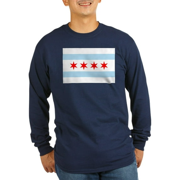 CafePress - Chicago Flag Long Sleeve T Shirt - Long Sleeve Dark T-Shirt