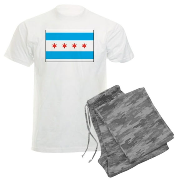 CafePress - Chicago Flag Men's Light Pajamas - Men's Light Loose Fit Cotton Pajama Set