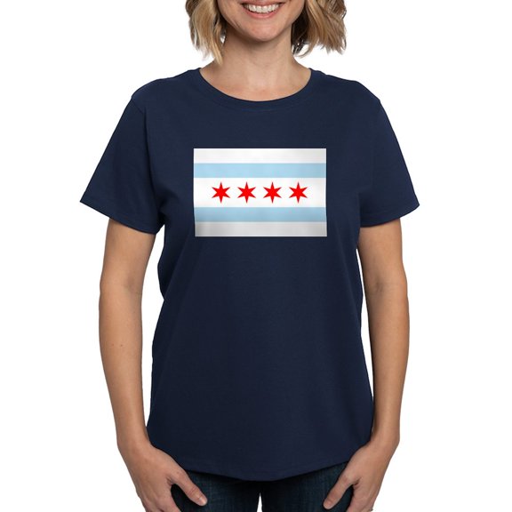 CafePress - Chicago Flag T Shirt - Women's Traditional Fit Dark T-Shirt