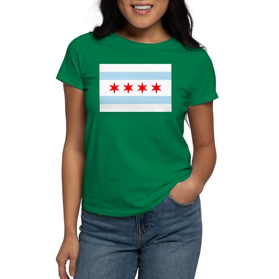 CafePress - Chicago Flag T Shirt - Women's Traditional Fit Dark T-Shirt