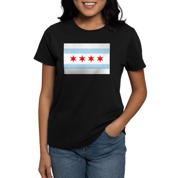 CafePress - Chicago Flag T Shirt - Women's Traditional Fit Dark T-Shirt