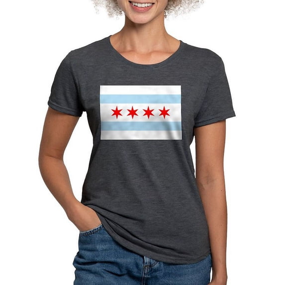 CafePress - Chicago Flag T Shirt - Womens Tri-blend T-Shirt