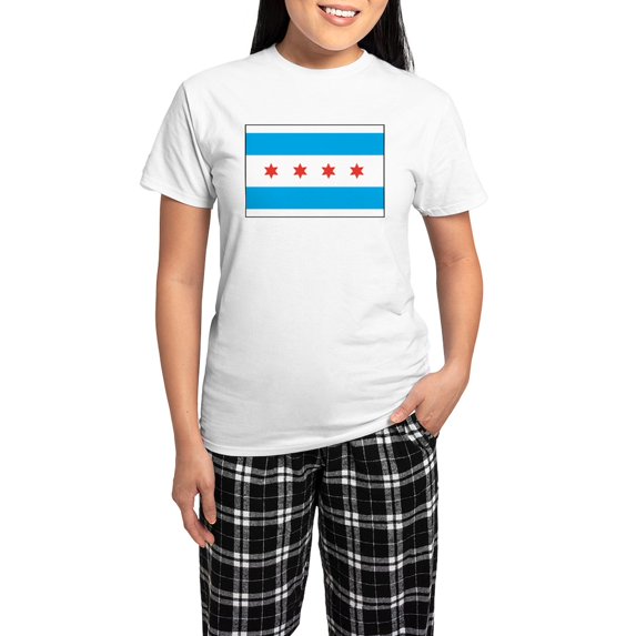 CafePress - Chicago Flag Women's Light Pajamas - Women's Short Sleeve Print T-Shirt and Pants Light Cotton Pajama Set