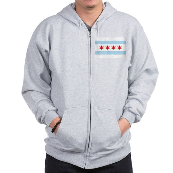 CafePress - Chicago Flag Zip Hoodie - Zip Hoodie, Classic Hooded Sweatshirt with Metal Zipper