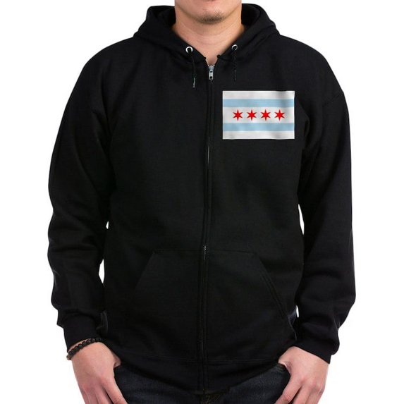 CafePress - Chicago Flag Zip Hoodie - Zip Hoodie, Classic Hooded Sweatshirt with Metal Zipper