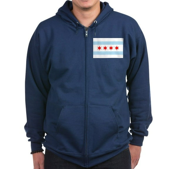 CafePress - Chicago Flag Zip Hoodie - Zip Hoodie, Classic Hooded Sweatshirt with Metal Zipper