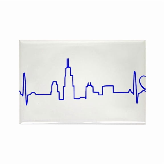 CafePress - Chicago Heartbeat (Heart) BLUE - Rectangle Magnet, 2"x3" Refrigerator Magnet