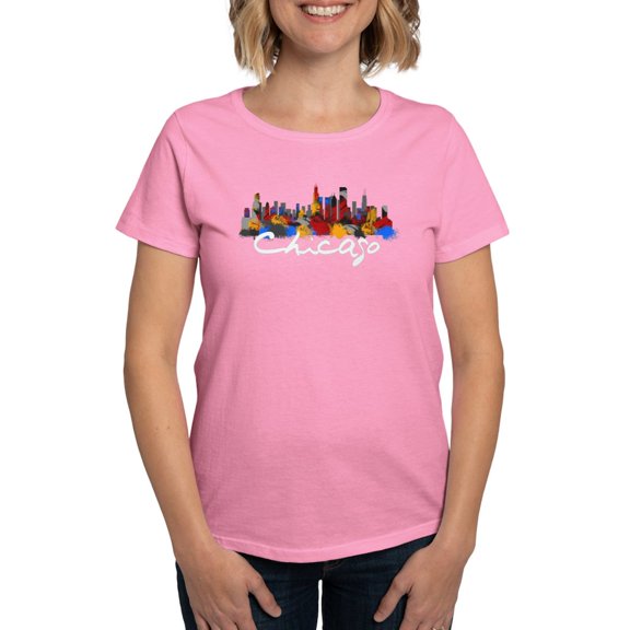CafePress - Chicago Illinois Skyline Women's Dark T Shirt - Women's Traditional Fit Dark T-Shirt