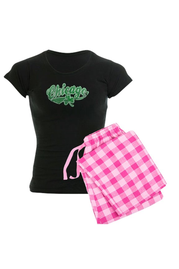 - Chicago Irish Women's Dark Pajamas - Women's Short Sleeve Print T-Shirt and Pants Dark Cotton Pajama Set