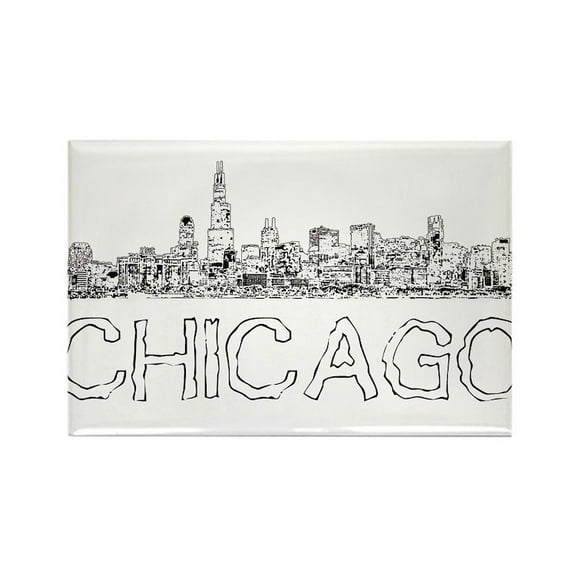CafePress - Chicago Outline 4 Magnets - Rectangle Magnet, 2"x3" Refrigerator Magnet