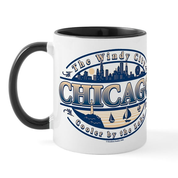 CafePress - Chicago Oval Mug - 11 oz Ceramic Mug - Novelty Coffee Tea Cup