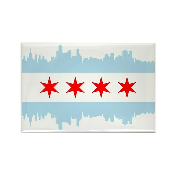 CafePress - Chicago Skyline Flag - Rectangle Magnet, 2"x3" Refrigerator Magnet
