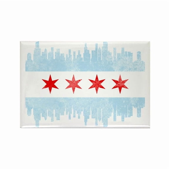 CafePress - Chicago Skyline Flag - Rectangle Magnet, 2"x3" Refrigerator Magnet