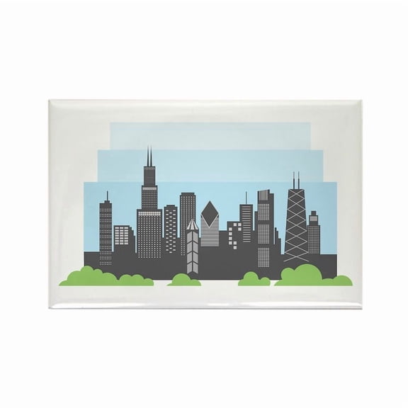 CafePress - Chicago Skyline Magnets - Rectangle Magnet, 2"x3" Refrigerator Magnet