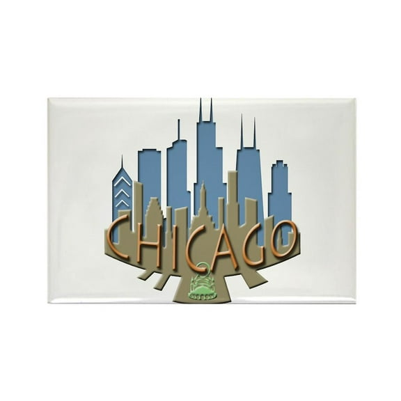 CafePress - Chicago Skyline Newwave Beachy - Rectangle Magnet, 2"x3" Refrigerator Magnet