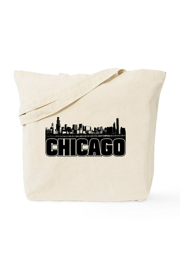 - Chicago Skyline Tote Bag - Unisex Canvas Tote Bag, Beige, 1-Piece