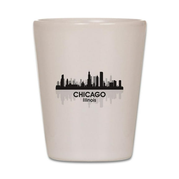 CafePress - Chicago Skyline - White Shot Glass, Unique and Funny Shot Glass