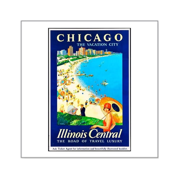 CafePress - Chicago Travel Poster 1 Square Sticker 3 X 3 - Square Sticker 3" x 3"