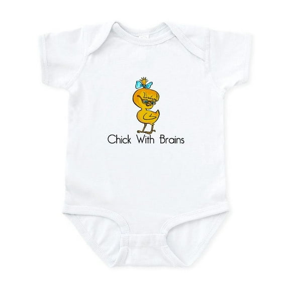 CafePress - Chick With Brains Infant Bodysuit - Baby Light Bodysuit, Size Newborn - 24 Months