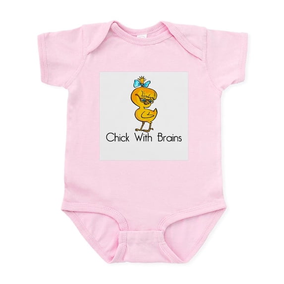 CafePress - Chick With Brains Infant Bodysuit - Baby Light Bodysuit, Size Newborn - 24 Months