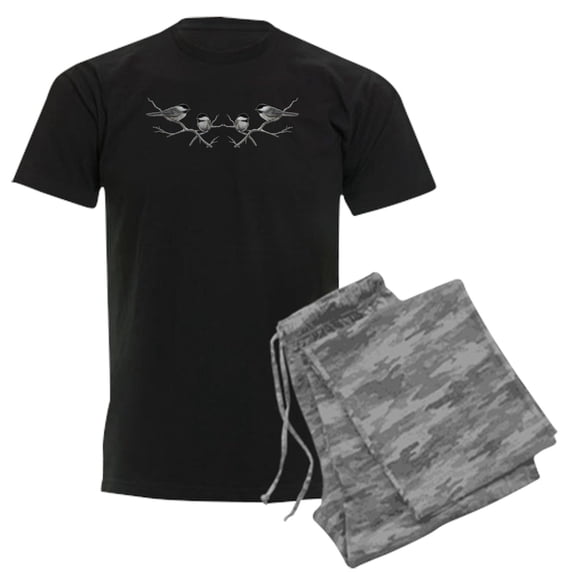 CafePress - Chickadee Song Bird Men's Dark Pajamas - Men's Dark Loose Fit Cotton Pajama Set