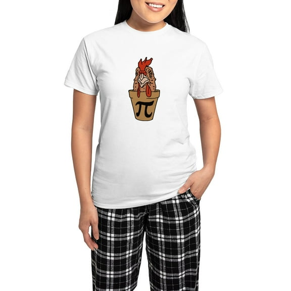 CafePress - Chicken Pot Pi Women's Light Pajamas - Women's Short Sleeve Print T-Shirt and Pants Light Cotton Pajama Set