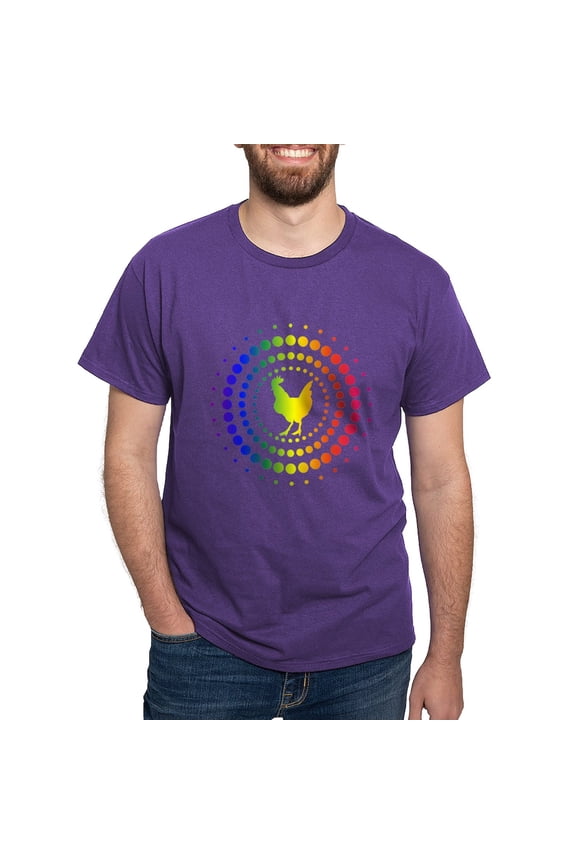 - Chicken Rainbow Studs Dark T Shirt - Men's Classic Graphic Cotton T-Shirt
