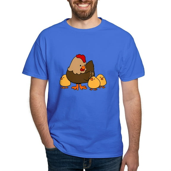 CafePress - Chicken With Baby Chicks T Shirt - Men's Classic Graphic Cotton T-Shirt