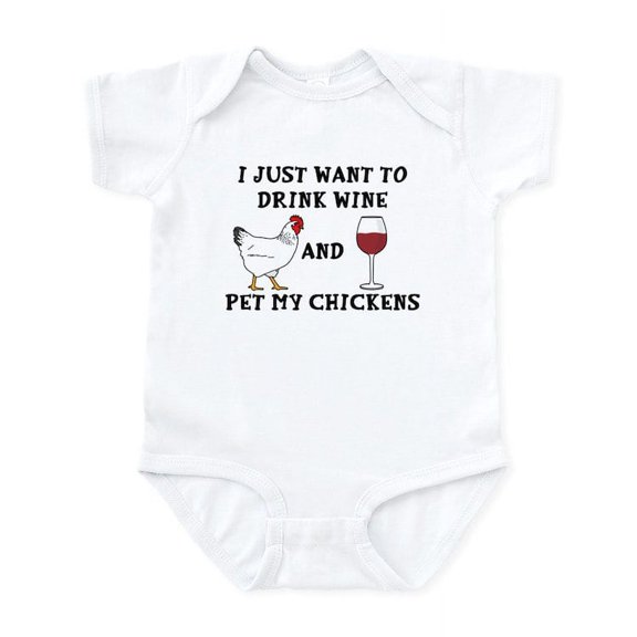 CafePress - Chickens And Wine Baby Light Bodysuit - Baby Light Bodysuit, Size Newborn - 24 Months