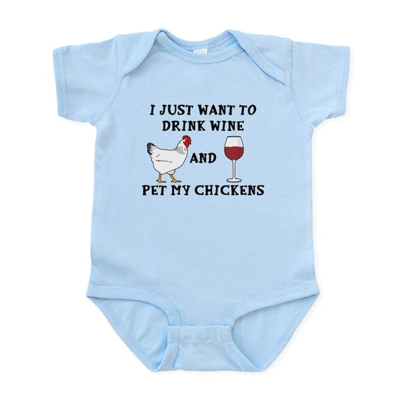 CafePress - Chickens And Wine Baby Light Bodysuit - Baby Light Bodysuit, Size Newborn - 24 Months