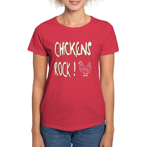 CafePress - Chickens Rock ! Women's Dark T Shirt - Women's Traditional Fit Dark T-Shirt