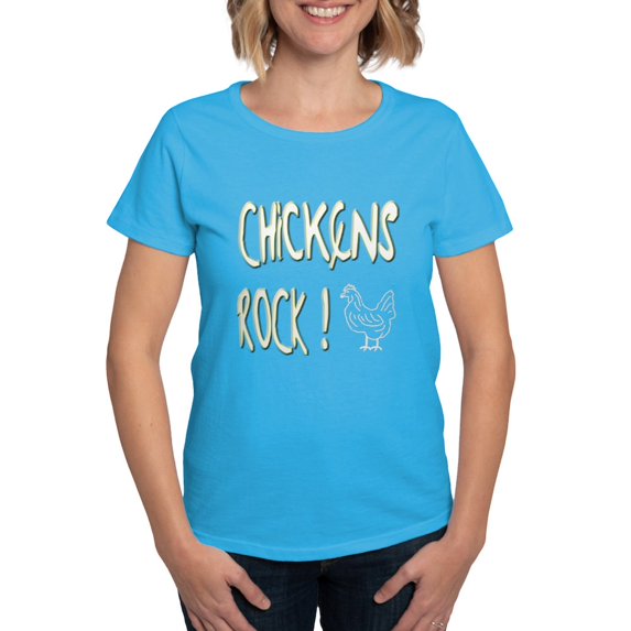 CafePress - Chickens Rock ! Women's Dark T Shirt - Women's Traditional Fit Dark T-Shirt