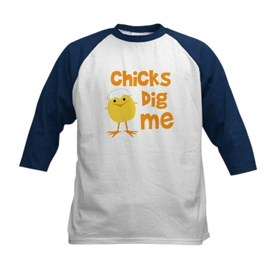 CafePress - Chicks Dig Me Kids Baseball Jersey - Kids Cotton Baseball Jersey, 3/4 Sleeve Shirt