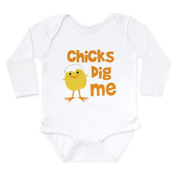 CafePress - Chicks Dig Me Long Sleeve Infant Bodysuit - Long Sleeve Cotton Baby Bodysuit