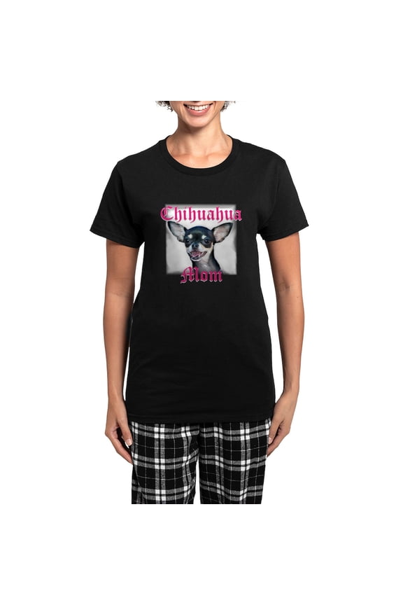 - Chihuahua Mom Women's Dark Pajamas - Women's Short Sleeve Print T-Shirt and Pants Dark Cotton Pajama Set