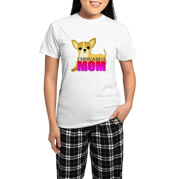 CafePress - Chihuahua Mom Women's Light Pajamas - Women's Short Sleeve Print T-Shirt and Pants Light Cotton Pajama Set