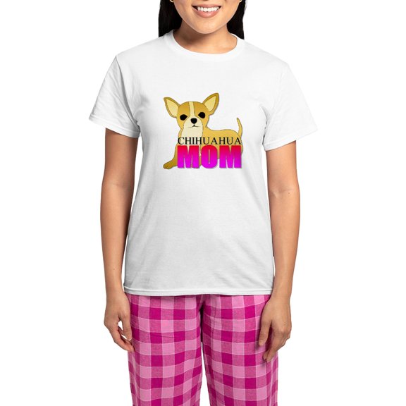 CafePress - Chihuahua Mom Women's Light Pajamas - Women's Short Sleeve Print T-Shirt and Pants Light Cotton Pajama Set
