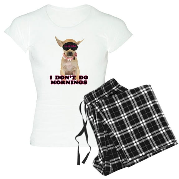 CafePress - Chihuahua Mornings Women's Light Pajamas - Women's Short Sleeve Print T-Shirt and Pants Light Cotton Pajama Set