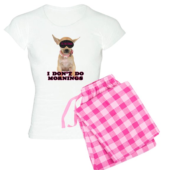 CafePress - Chihuahua Mornings Women's Light Pajamas - Women's Short Sleeve Print T-Shirt and Pants Light Cotton Pajama Set