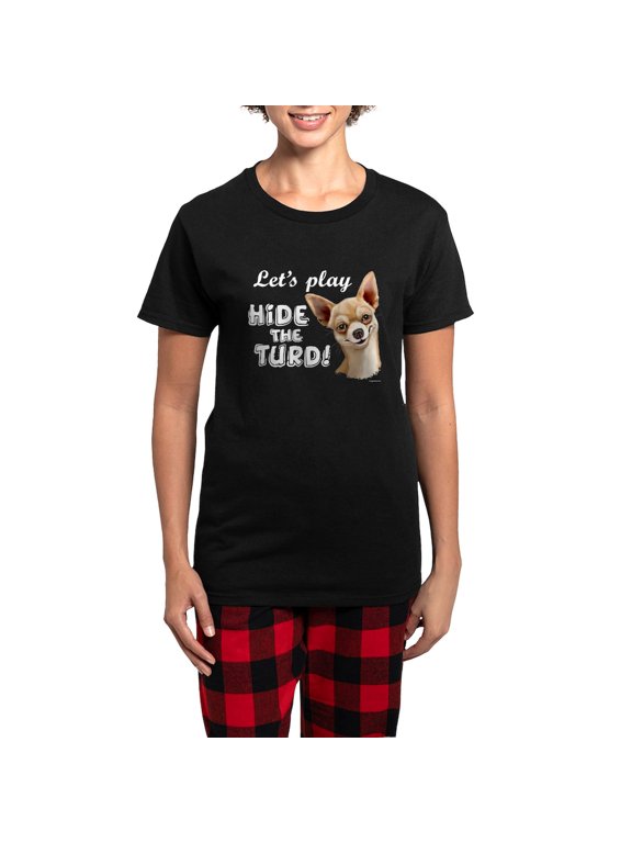 - Chihuahua Turd Women's Dark Pajamas - Women's Short Sleeve Print T-Shirt and Pants Dark Cotton Pajama Set