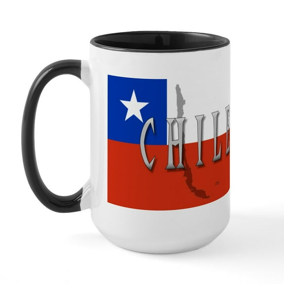 CafePress - Chile Flag Extra Large Mug - 15 oz Ceramic Large White Novelty Mug