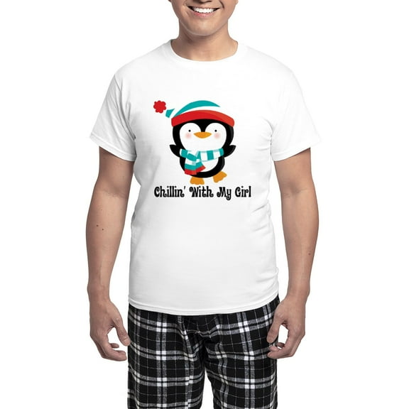 CafePress - Chillin With My Girl Penguin Pajamas - Men's Light Loose Fit Cotton Pajama Set