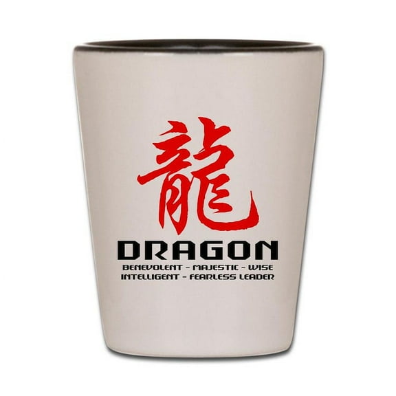 CafePress - Chinese Astrology Dragon - White/Black Shot Glass, Unique and Funny Shot Glass