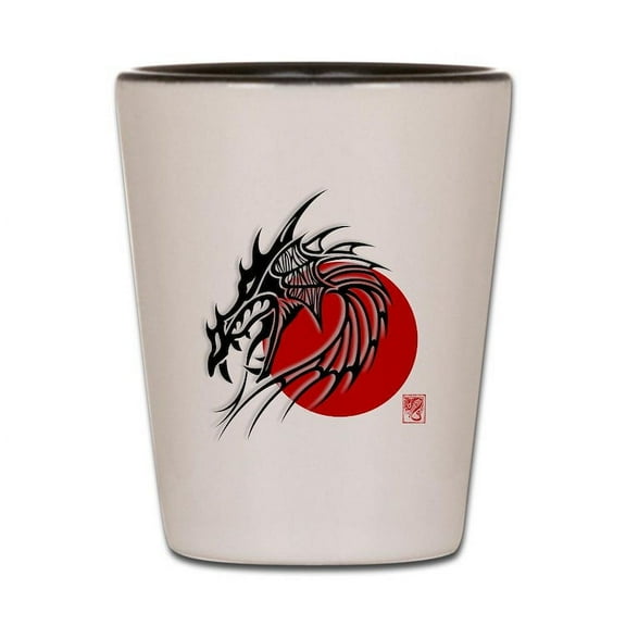 CafePress - Chinese Zodiac Dragon - White/Black Shot Glass, Unique and Funny Shot Glass