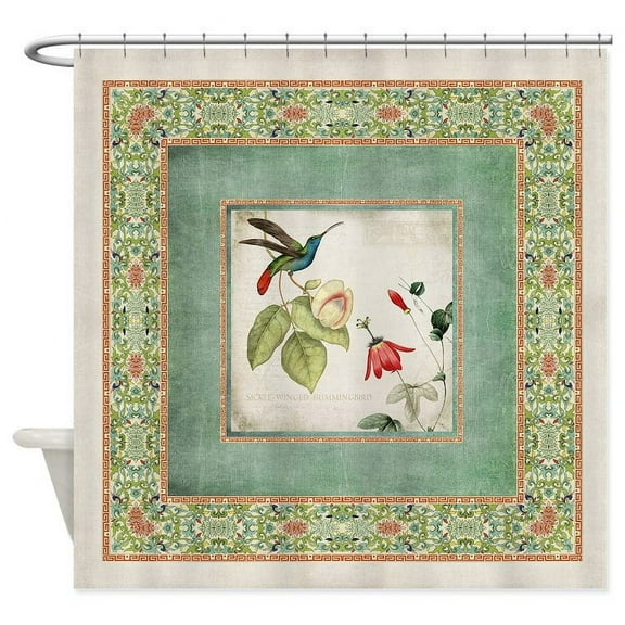 CafePress - Chinoiserie Hummingbird N Exotic Fl - Unique Fabric Shower Curtain 70" x 72"