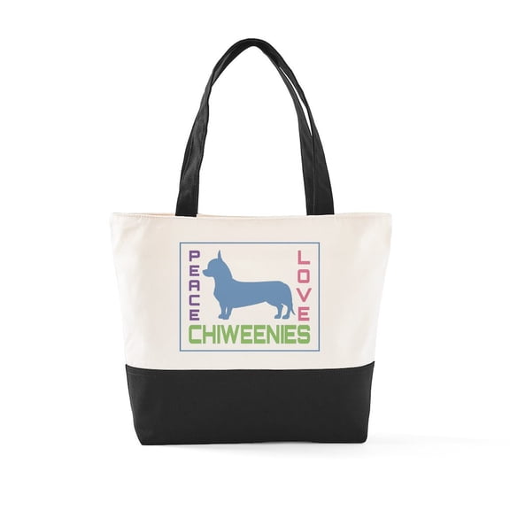 CafePress - Chiweenie Dog Cute Gift - Two Tone, 100% Cotton, Zipper Tote Bag