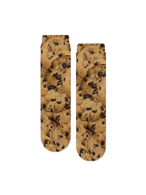 - Chocolate Chip Cookie Pattern - Unisex Novelty Printed Crew Adult Socks