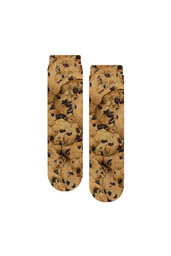 - Chocolate Chip Cookie Pattern - Unisex Novelty Printed Crew Adult Socks